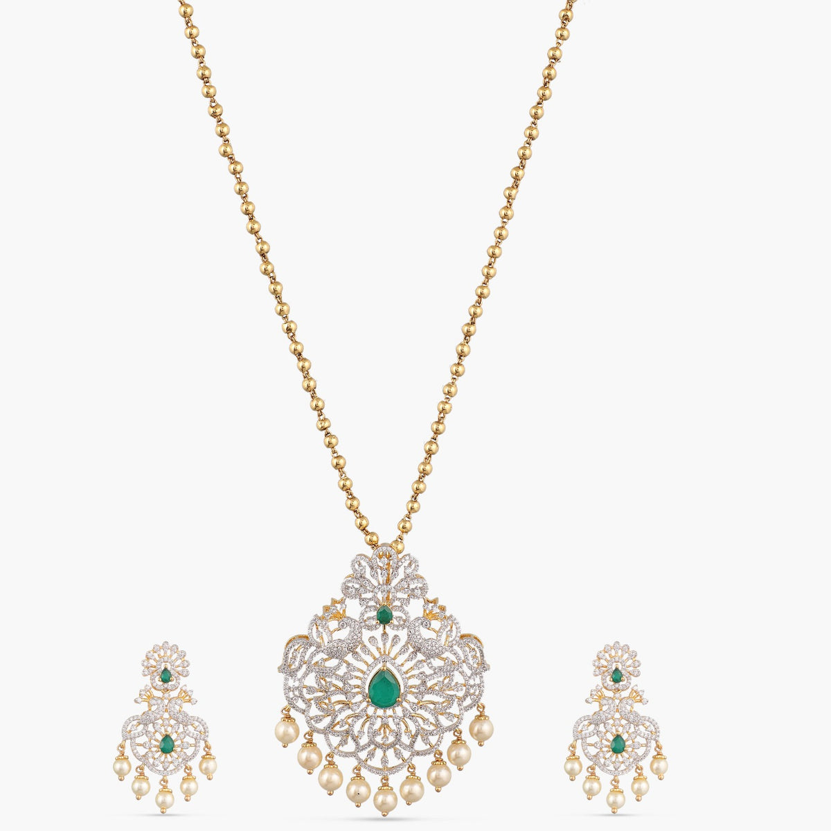 Sanvi CZ Silver Pendant Set