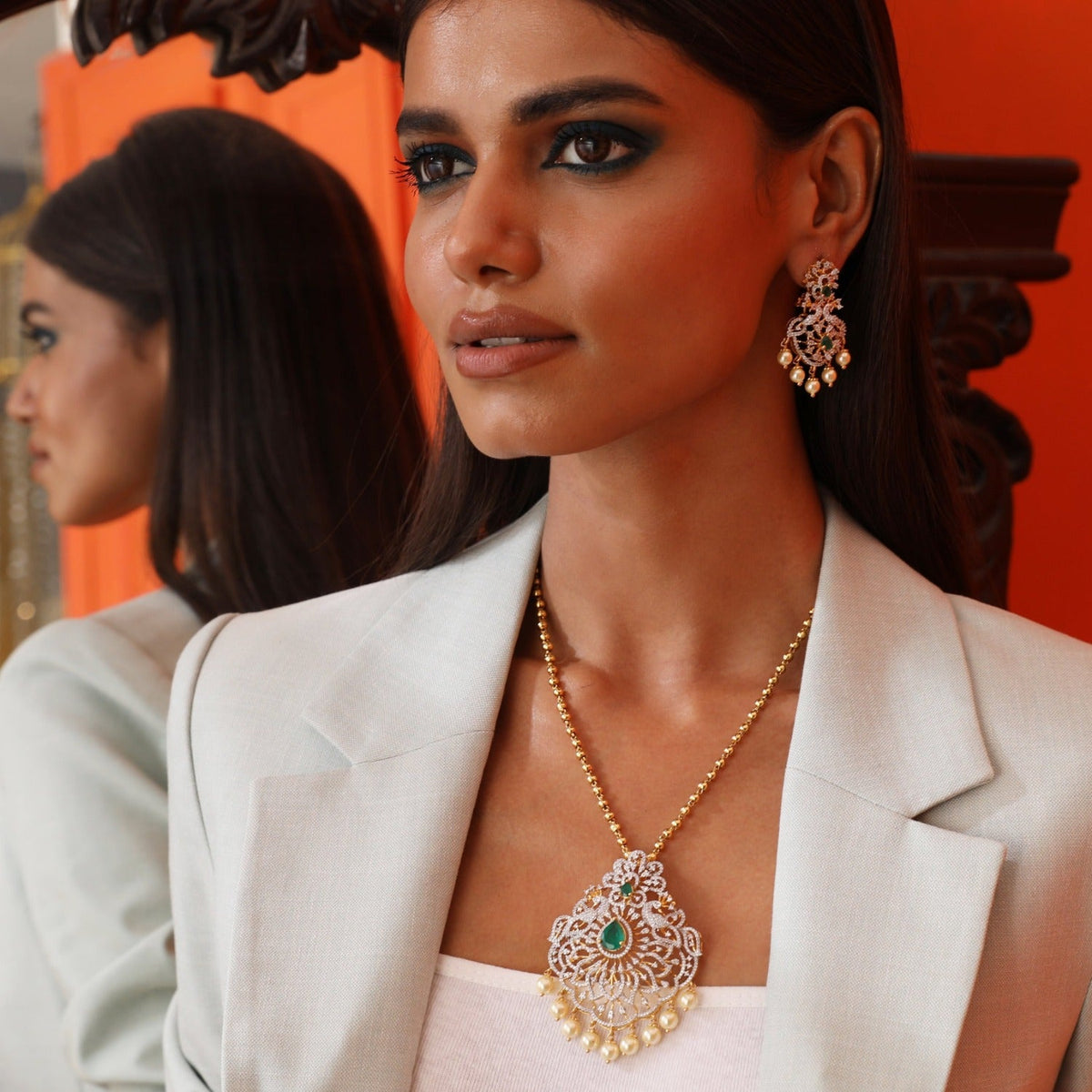 Pendants Sanvi CZ Silver Pendant Set