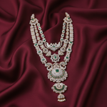Necklaces Bharavi Three Layered CZ Silver Necklace