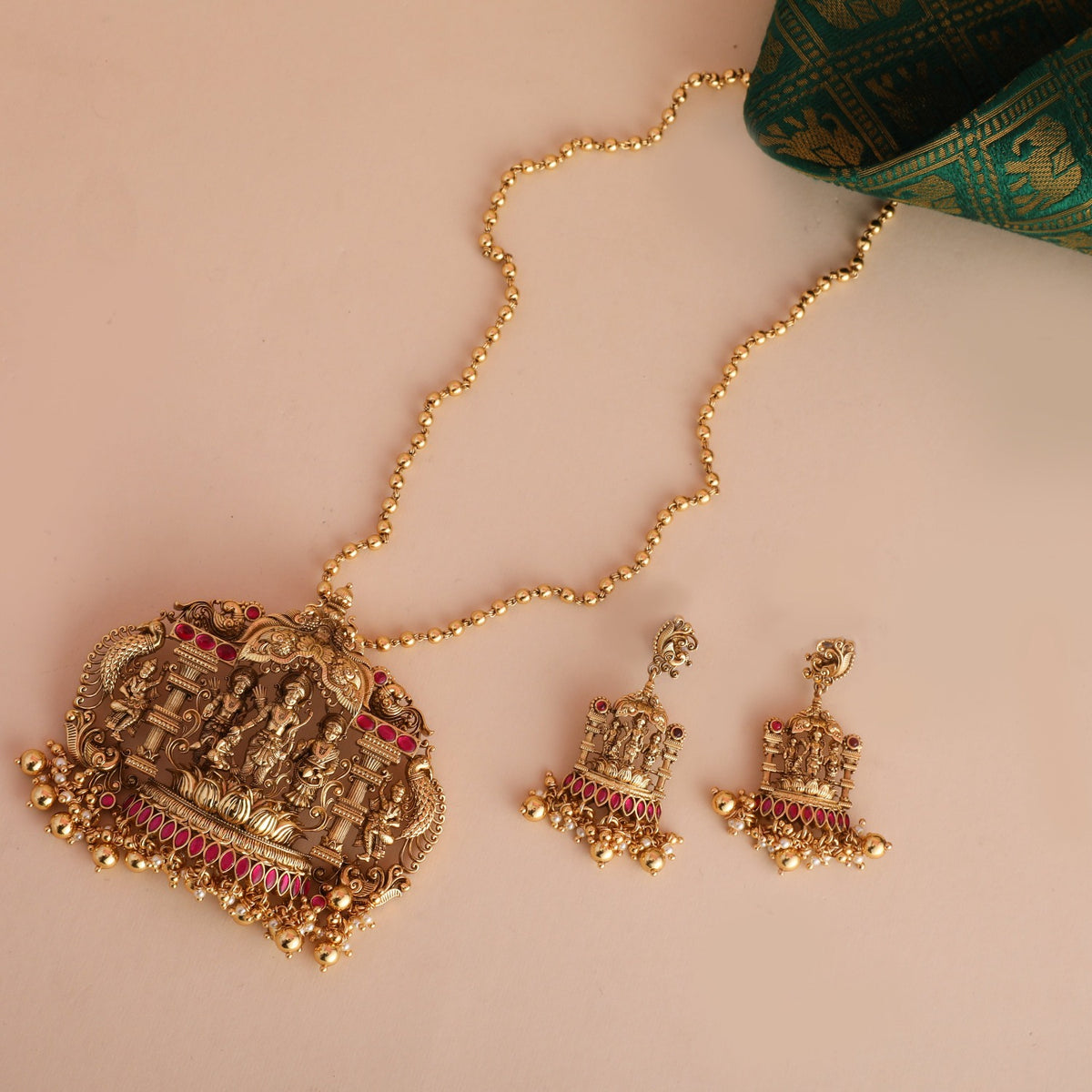 Ramayana Antique Nakshi Silver Pendant Set