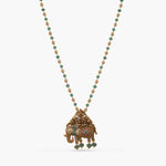 Pendants Gajalakshmi Antique Silver Pendant Necklace