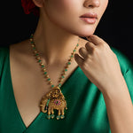 Pendants Gajalakshmi Antique Silver Pendant Necklace