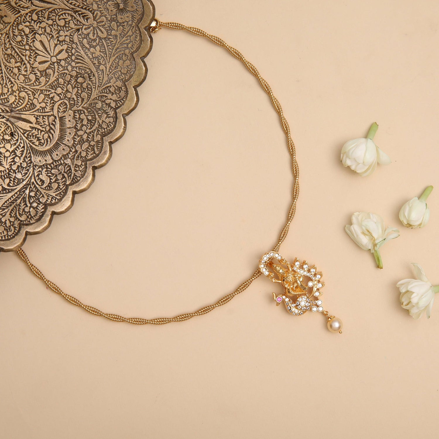 Pendants Padmavati CZ Gold Plated Silver Pendant Necklace