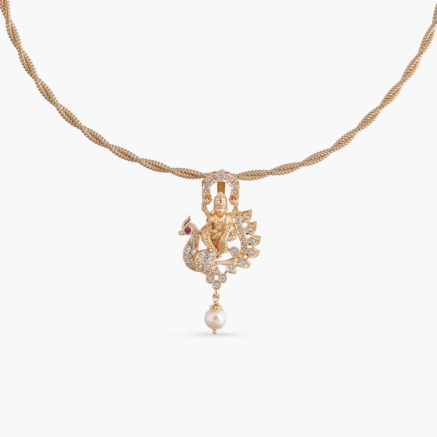 Pendants Padmavati CZ Gold Plated Silver Pendant Necklace