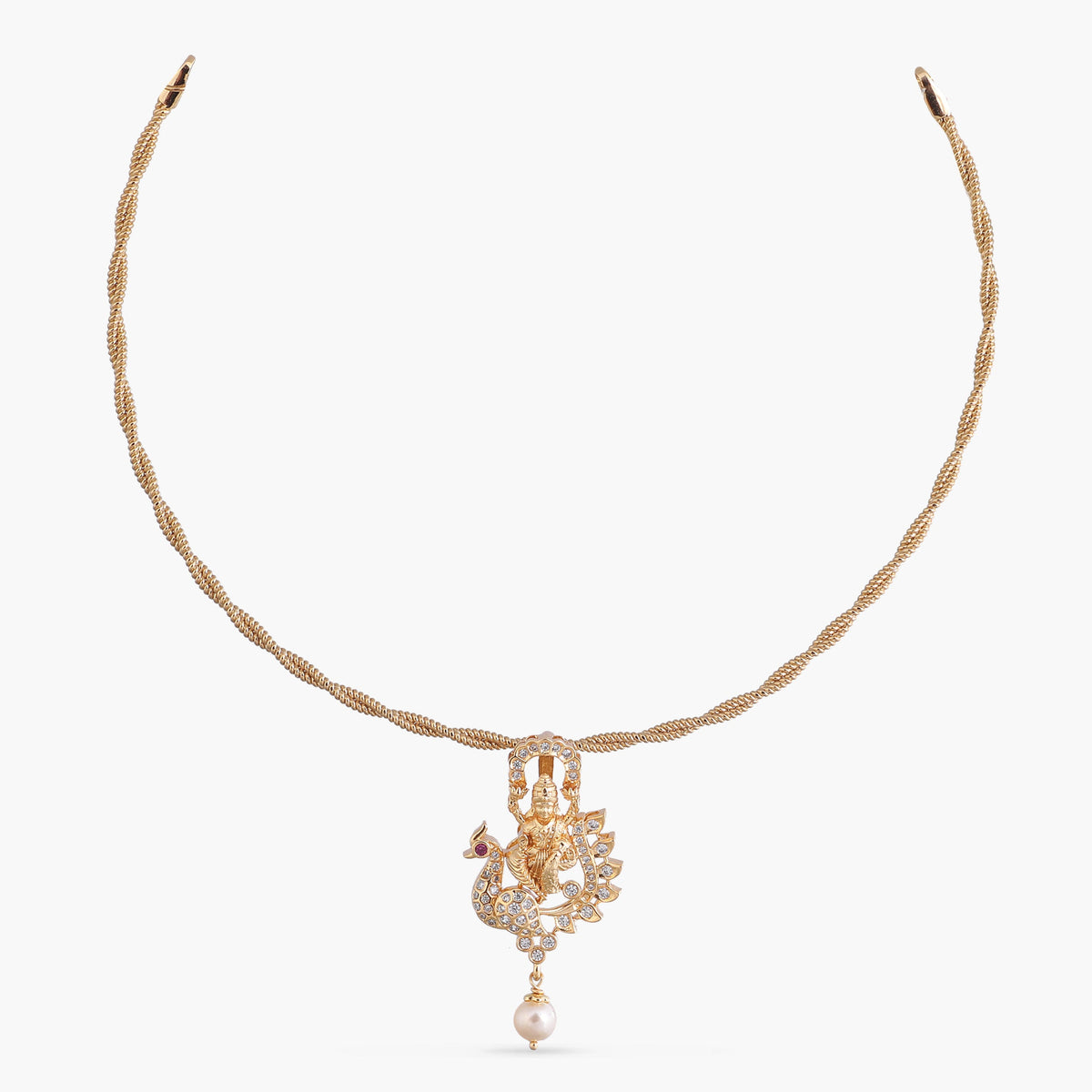 Padmavati CZ Gold Plated Silver Pendant Necklace