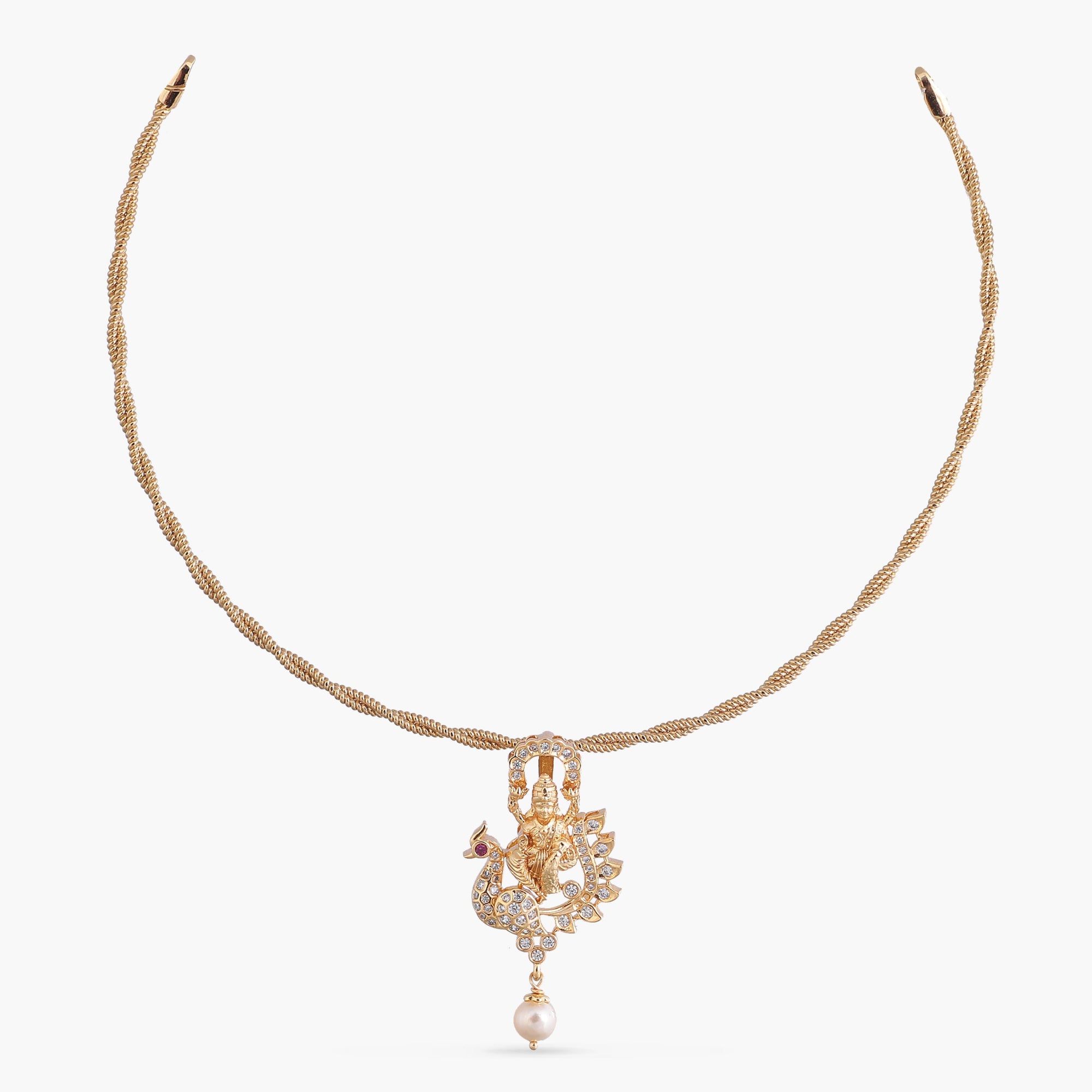 Padmavati CZ Gold Plated Silver Pendant Necklace