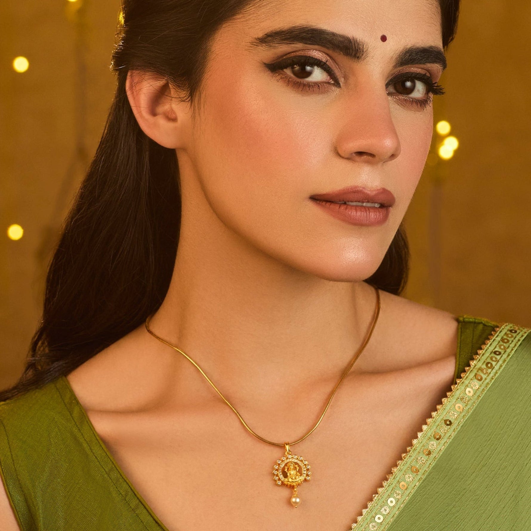 Pendants Mahalakshmi Gold Plated Silver Pendant Necklace