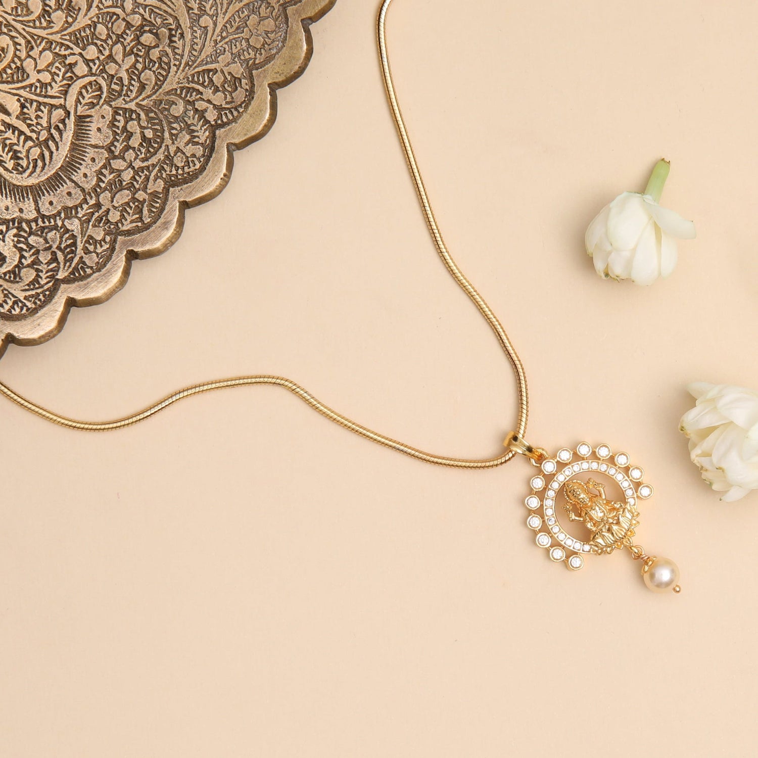 Pendants Mahalakshmi Gold Plated Silver Pendant Necklace