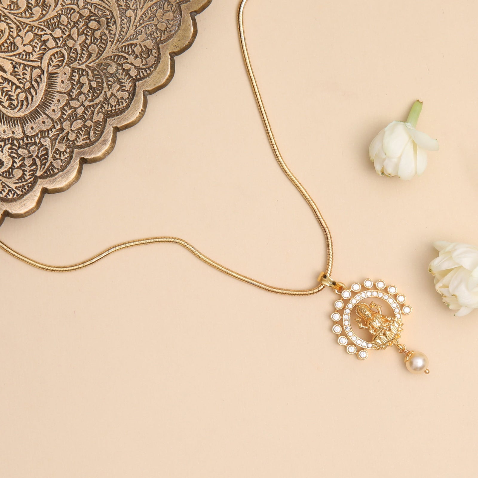 Mahalakshmi Gold Plated Silver Pendant Necklace