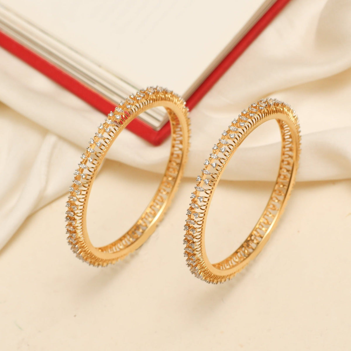 Bangles Aster Floral CZ Silver Bangles