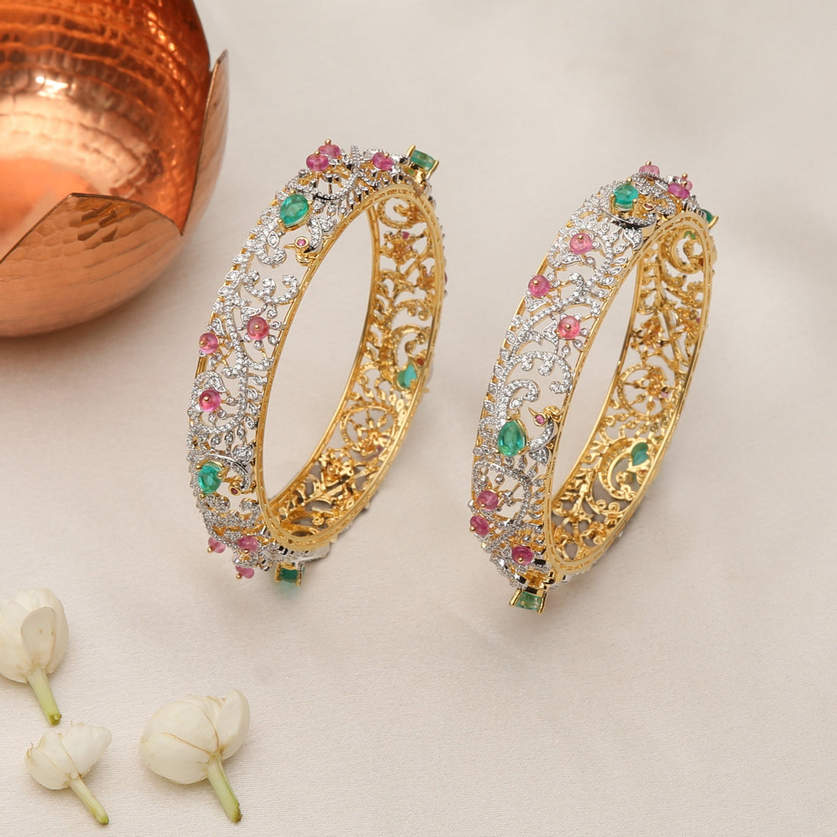 Saanvi CZ Silver Bangles
