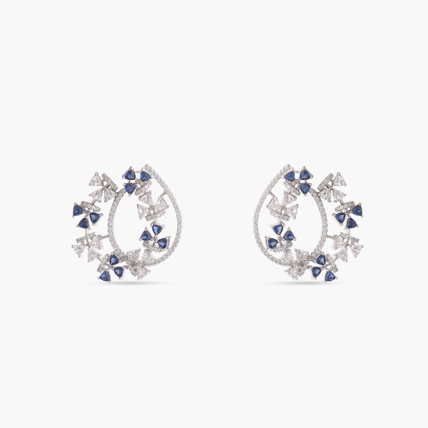 Floral Wreath CZ Silver Earrings