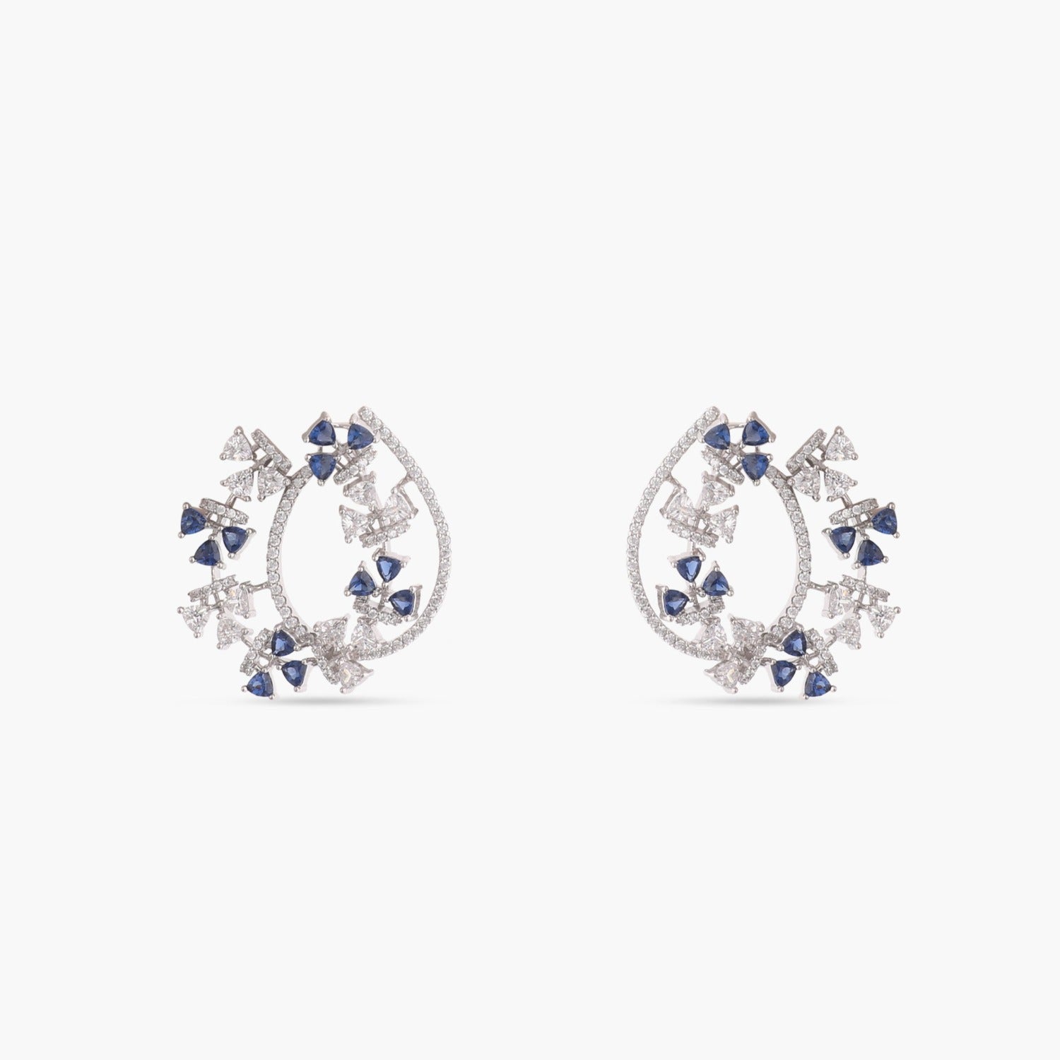 Earrings Floral Wreath CZ Silver Earrings