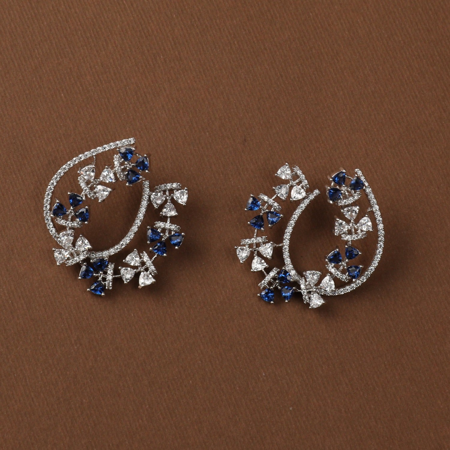 Earrings Floral Wreath CZ Silver Earrings