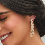 Earrings Dancing Leaf CZ Silver Cocktail Drop Earrings