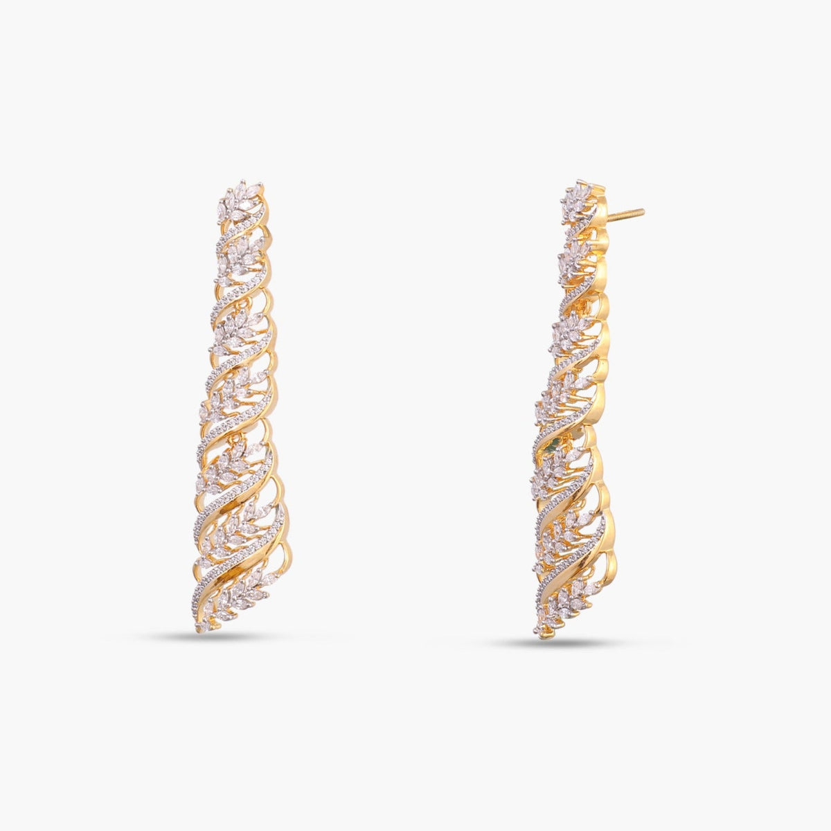 Earrings Dancing Leaf CZ Silver Cocktail Drop Earrings