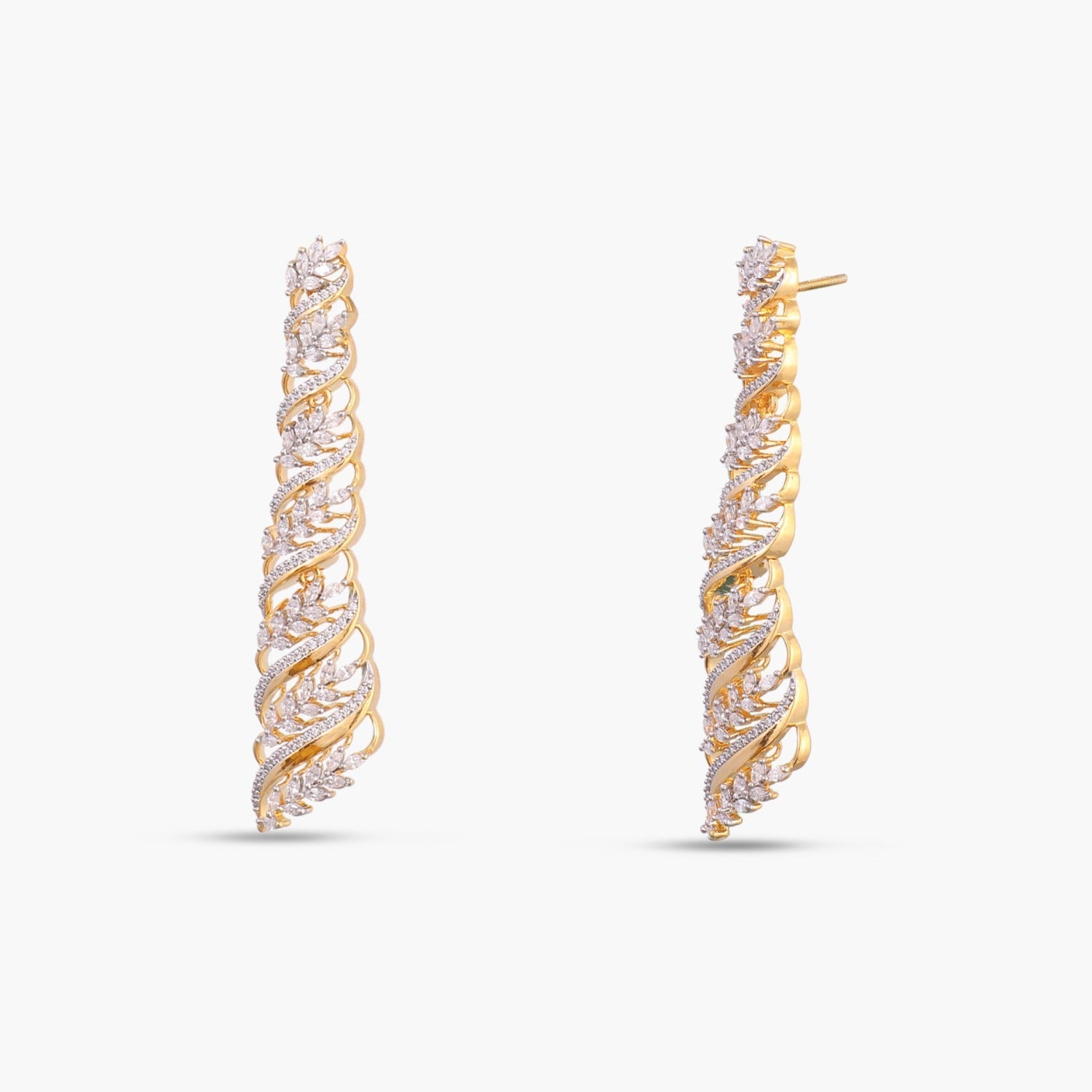 Earrings Dancing Leaf CZ Silver Cocktail Drop Earrings