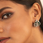 Floral Shine CZ Silver Stud Earrings 