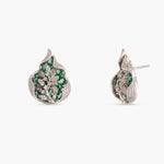 Floral Shine CZ Silver Stud Earrings
