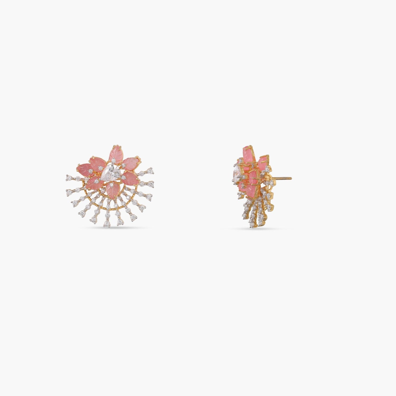 Garden Floral Serenity CZ  Silver Stud Earrings