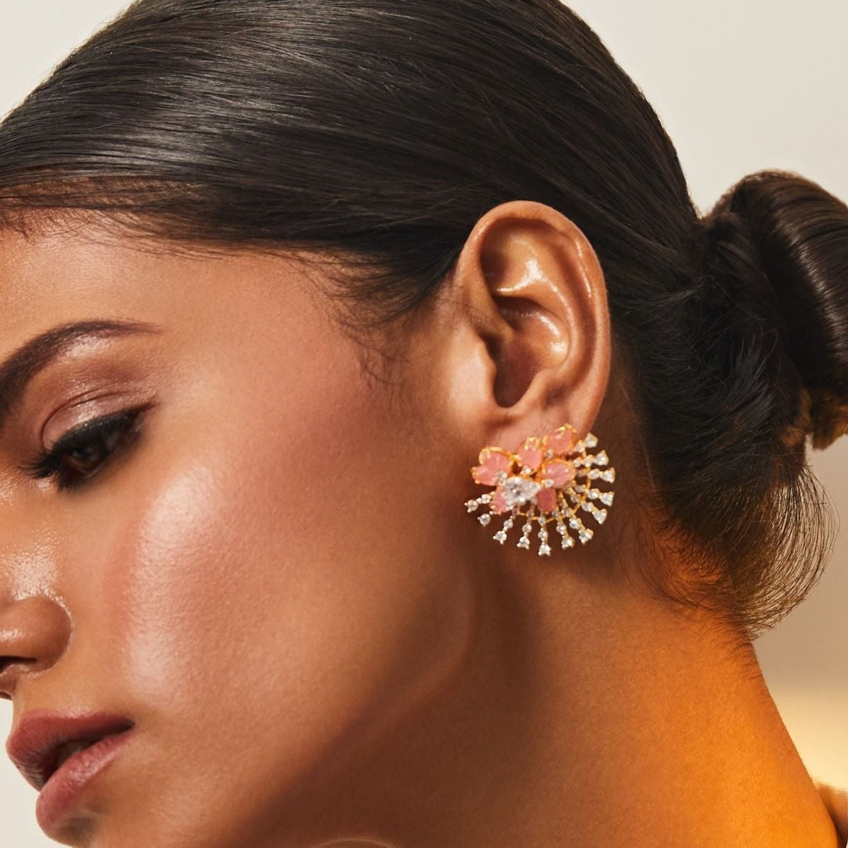 Earrings Garden Floral Serenity CZ Silver Stud Earrings