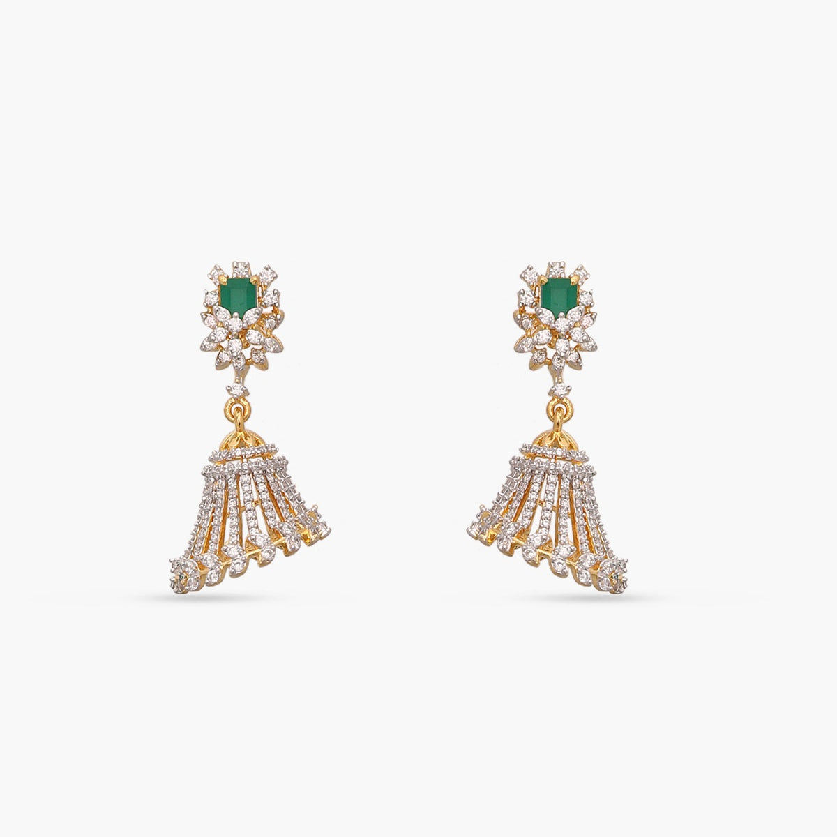 Opulent Floral CZ Silver Jhumka Earrings