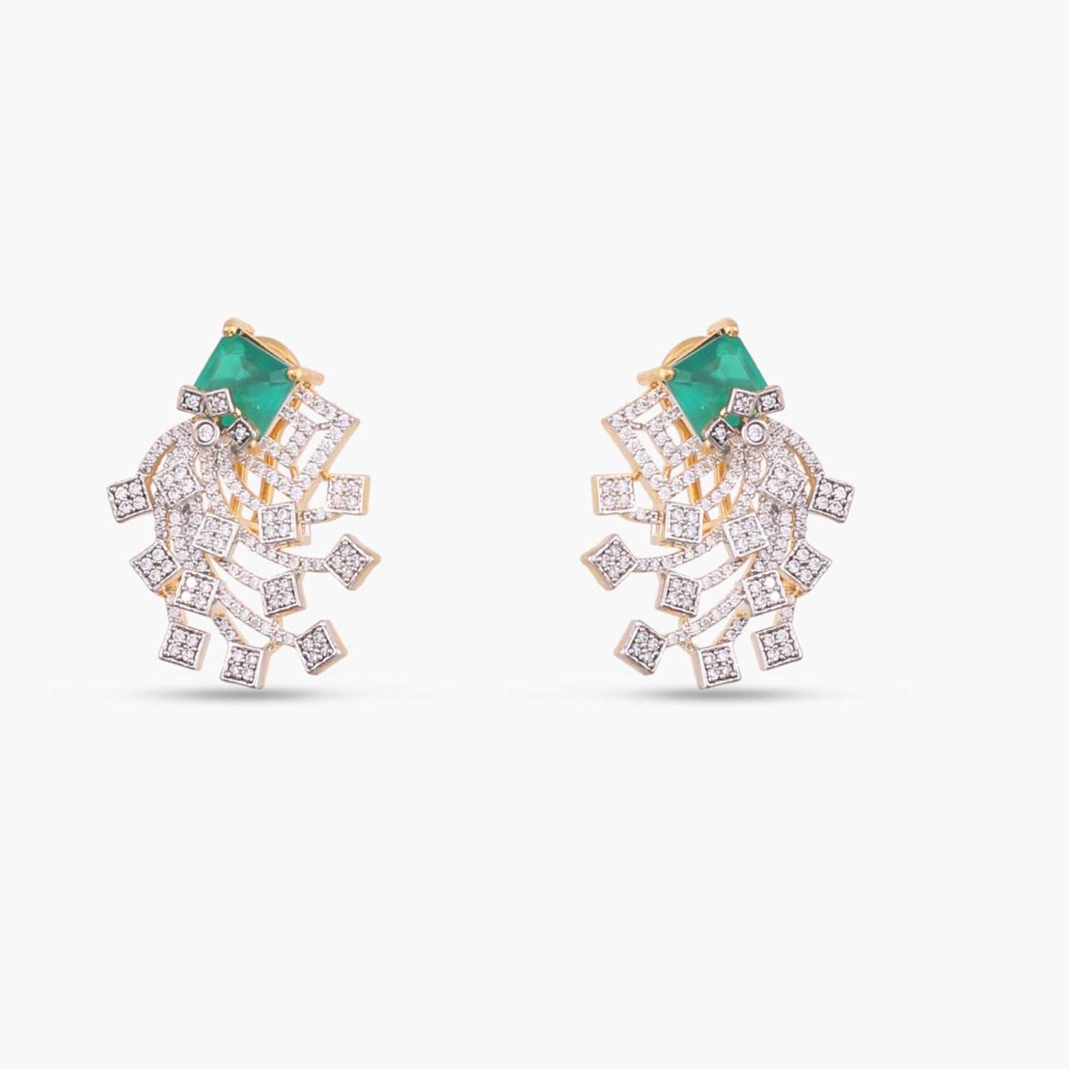 Emerald Majesty CZ Silver Earrings