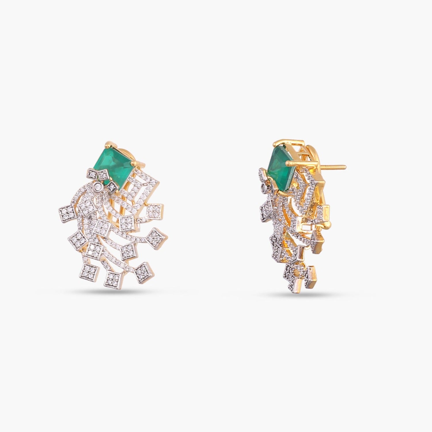 Emerald Majesty CZ Silver Earrings