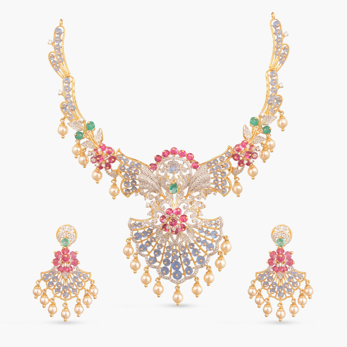 Amaya CZ Silver Necklace Set
