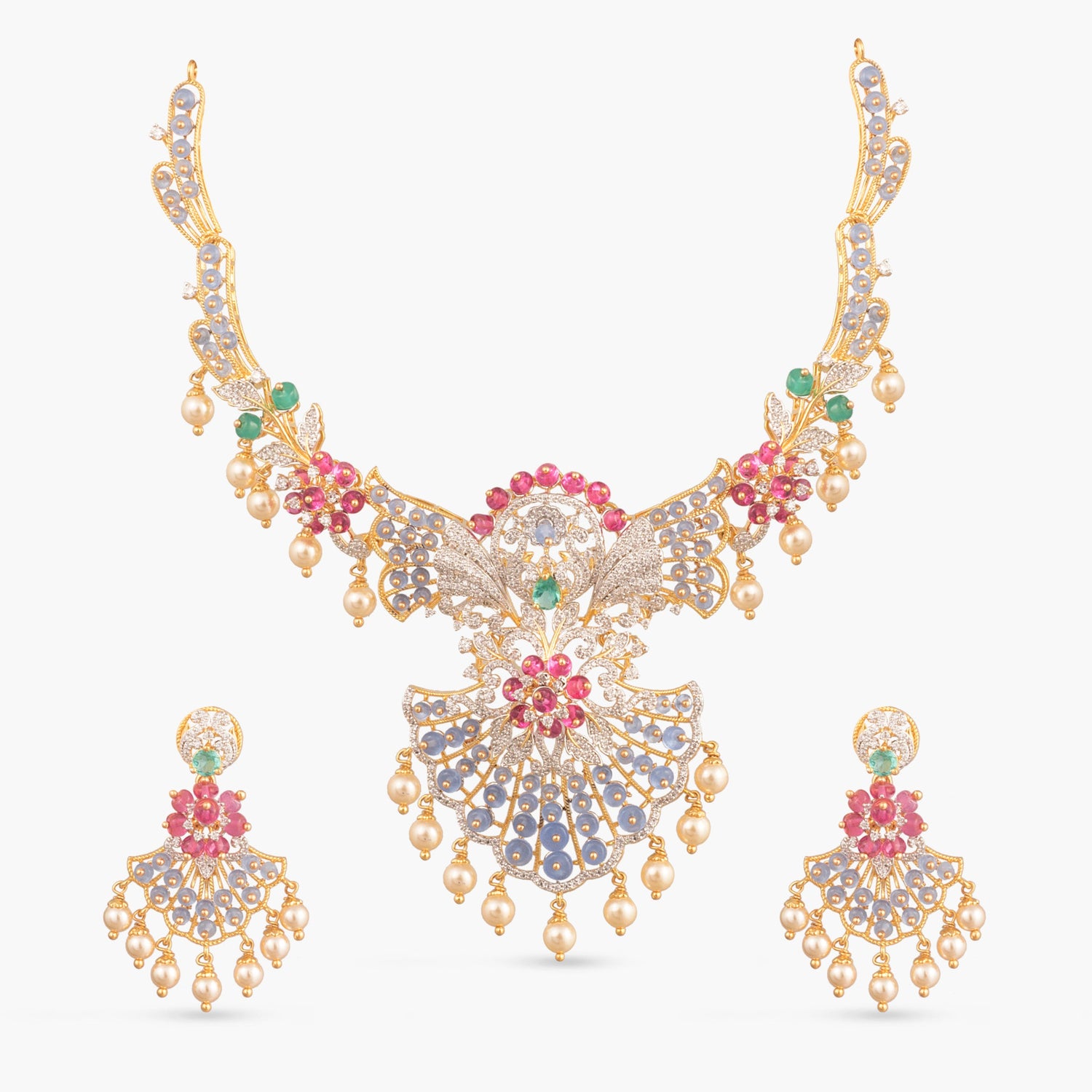 Amaya CZ Silver Necklace Set