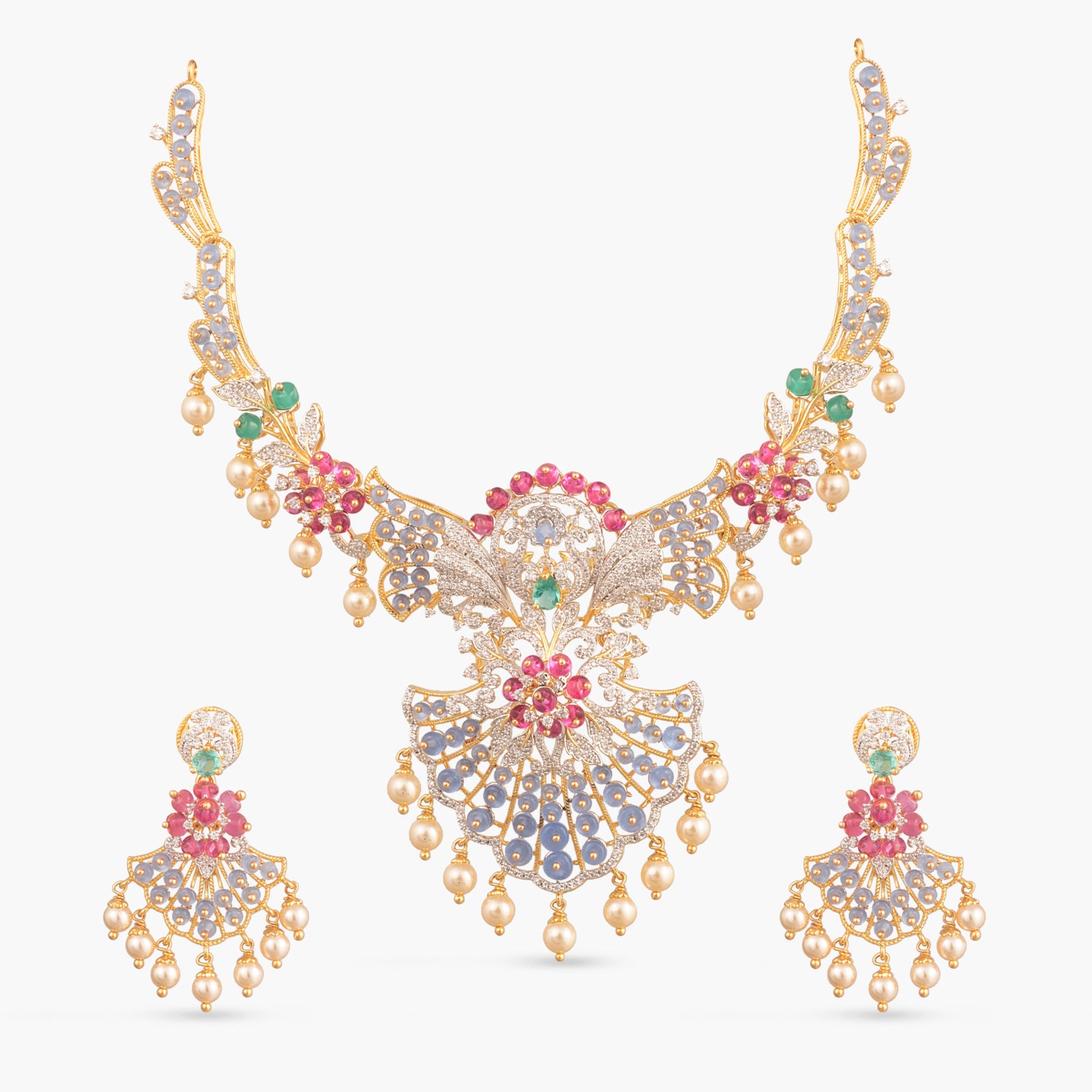 Amaya CZ Silver Necklace Set