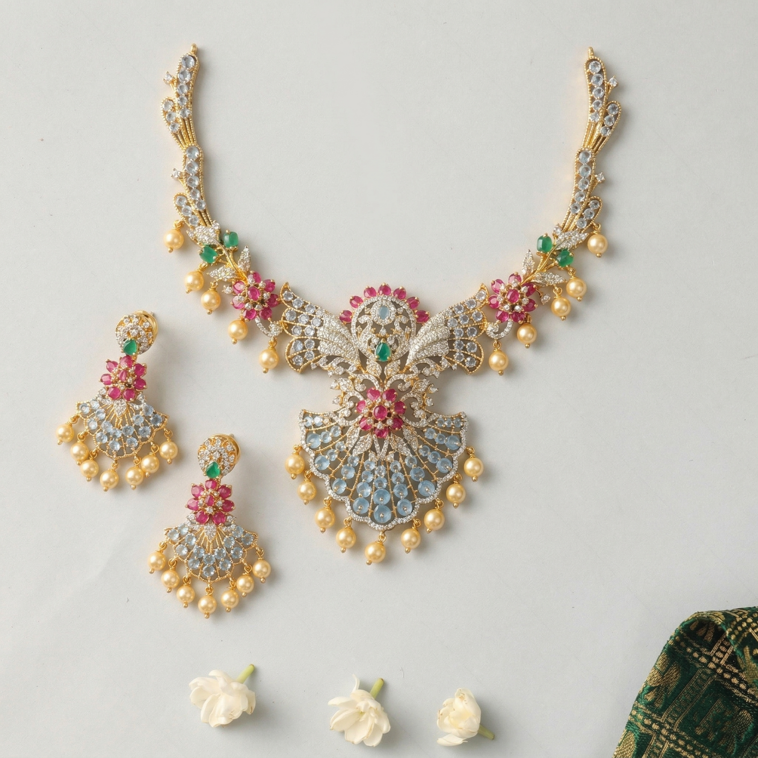 Amaya CZ Silver Necklace Set