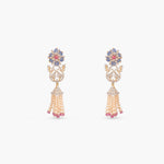 Priya CZ Long Silver Necklace Set