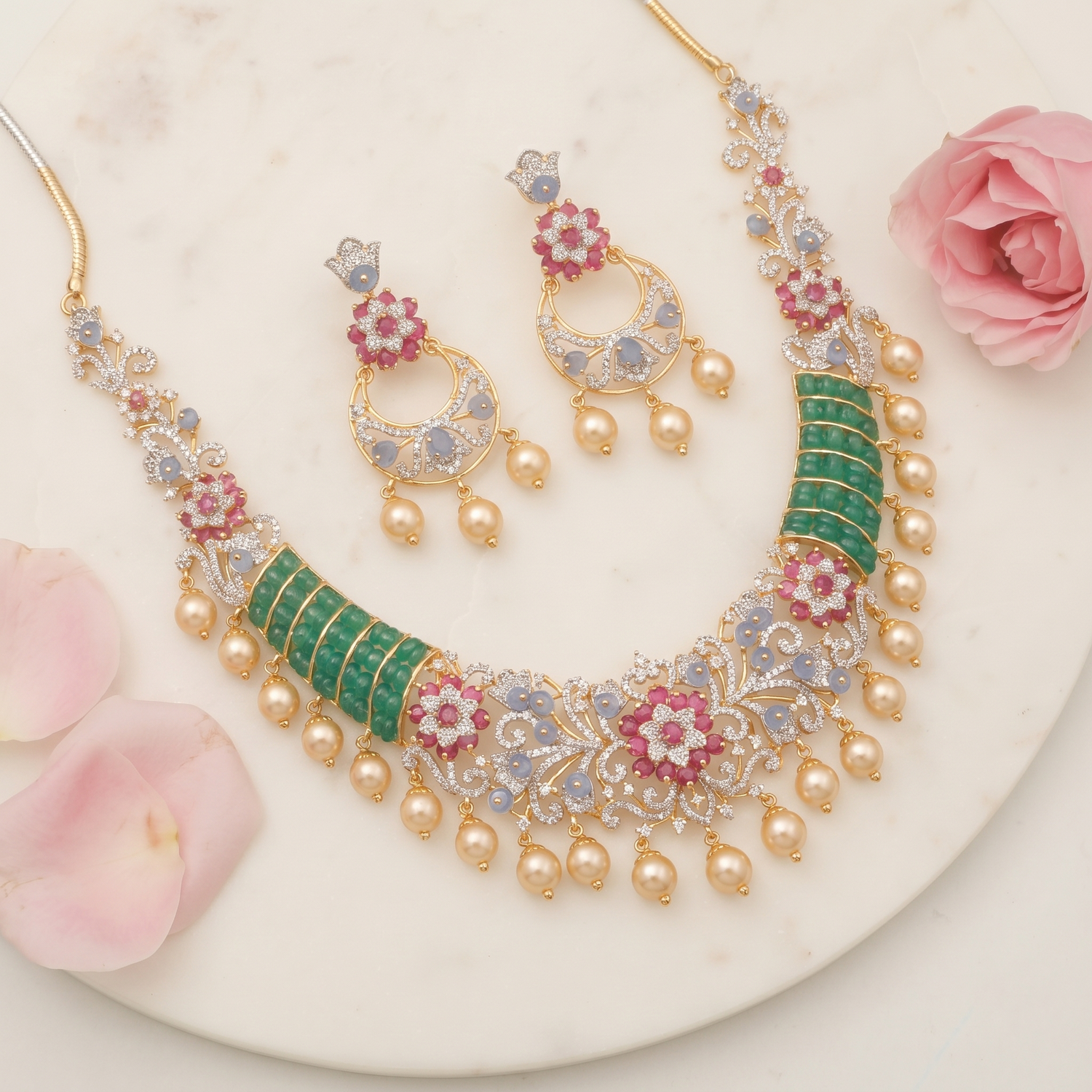 Kiara CZ Silver Necklace Set
