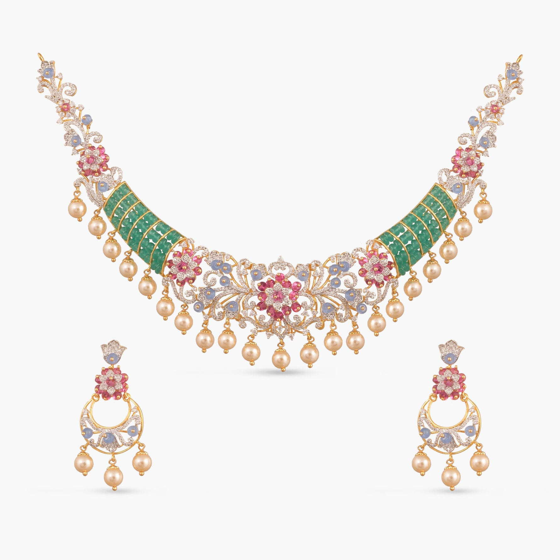Kiara CZ Silver Necklace Set