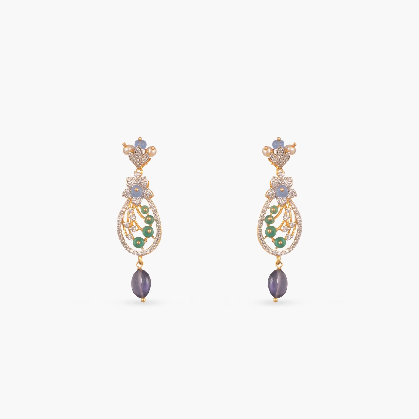 Noorani CZ Silver Necklace Set