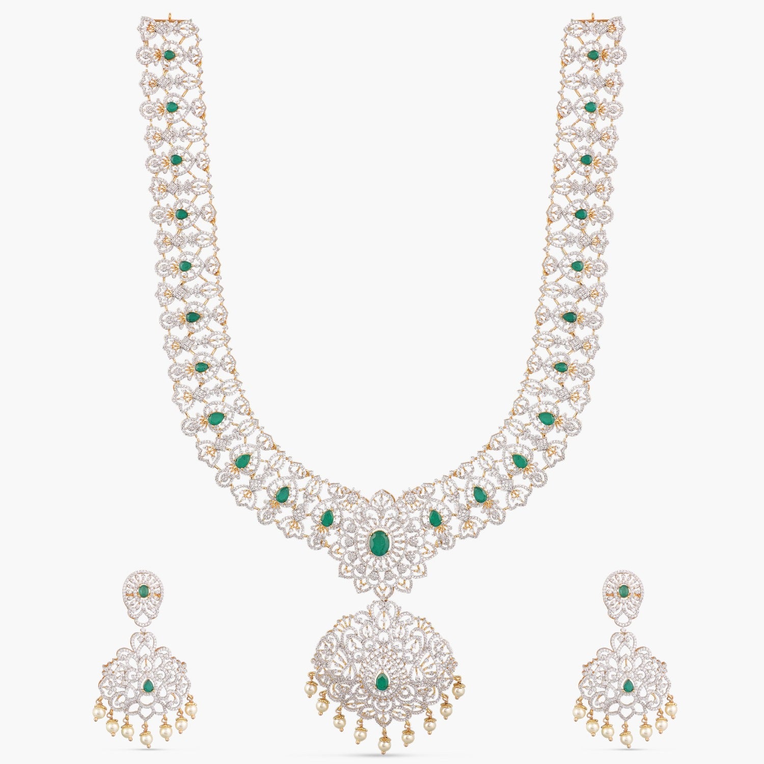 Ahana CZ Silver Necklace Set