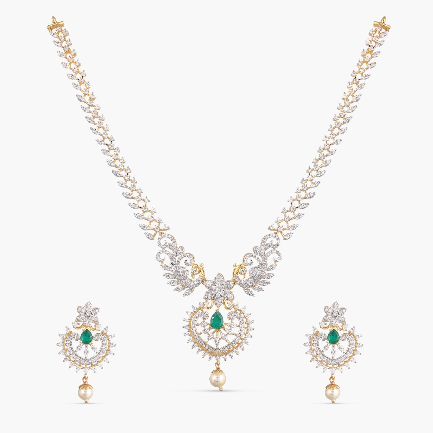 Necklaces Aditi CZ Silver Necklace Set