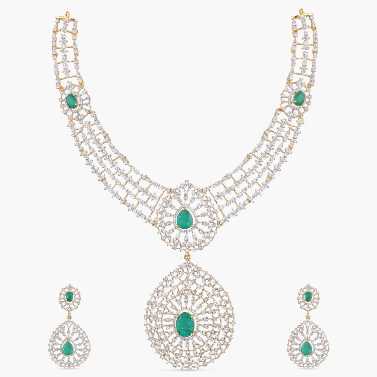 Rashi CZ Silver Necklace Set