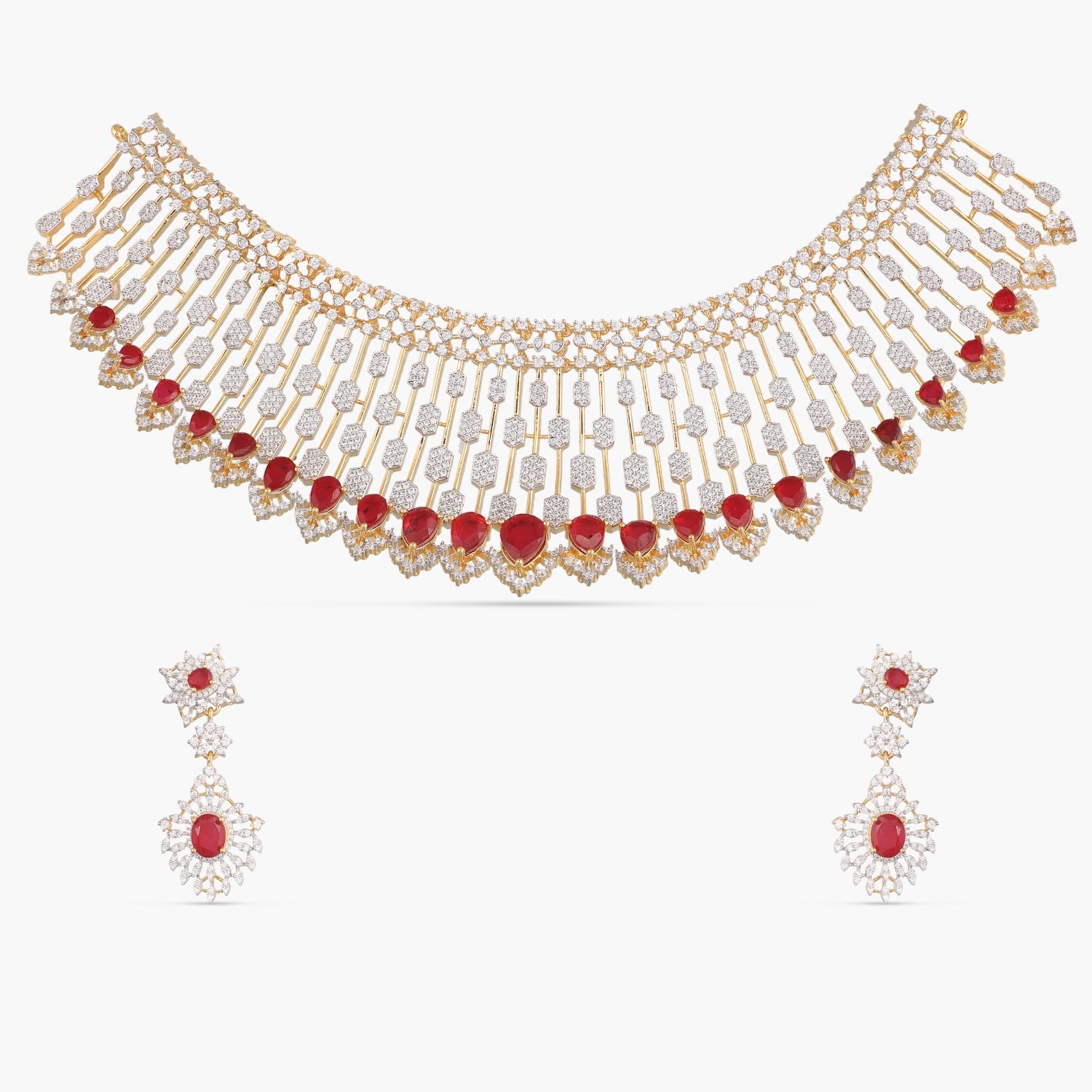 Adhira CZ Grand Silver Choker Set