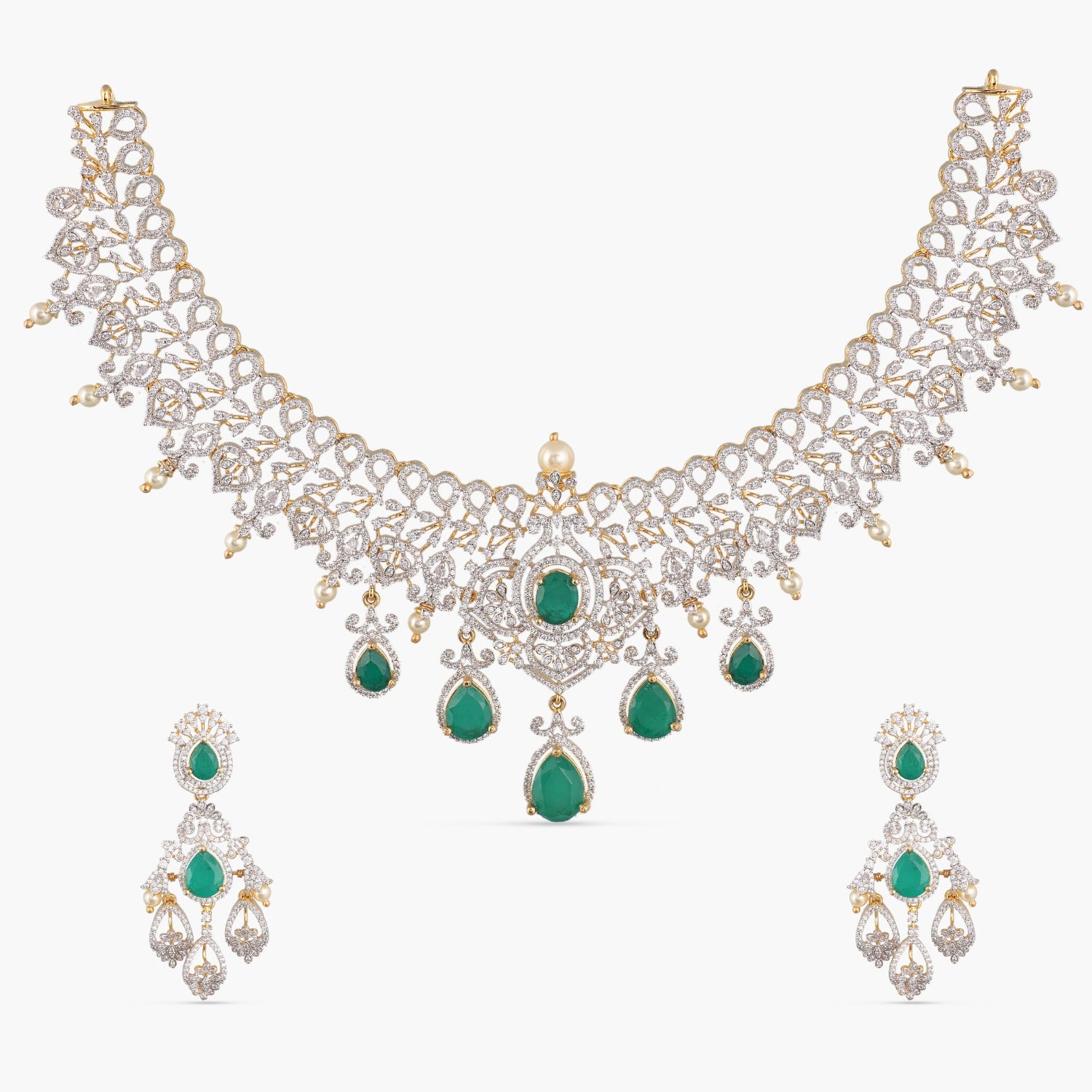 Ridhi CZ Silver Necklace Set