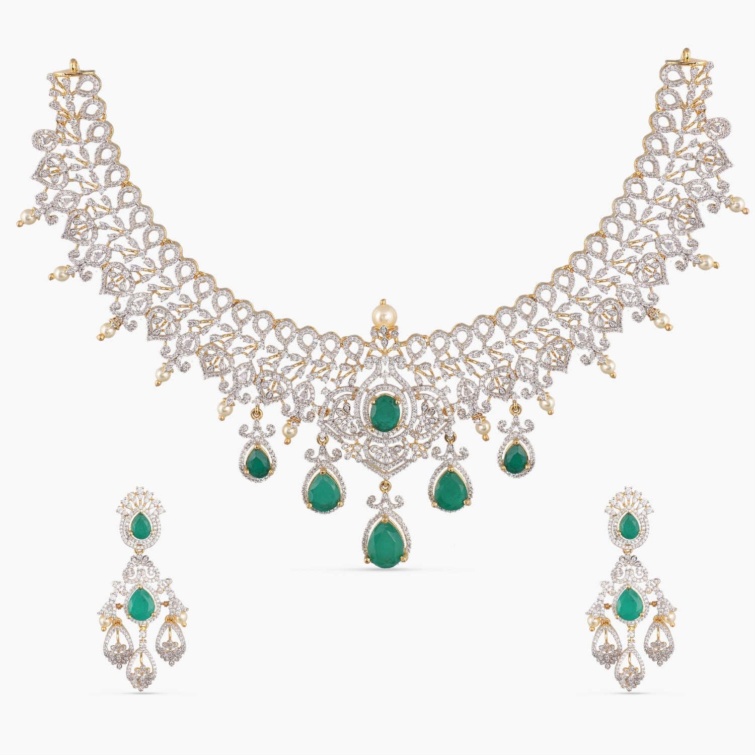 Necklaces Ridhi CZ Silver Necklace Set