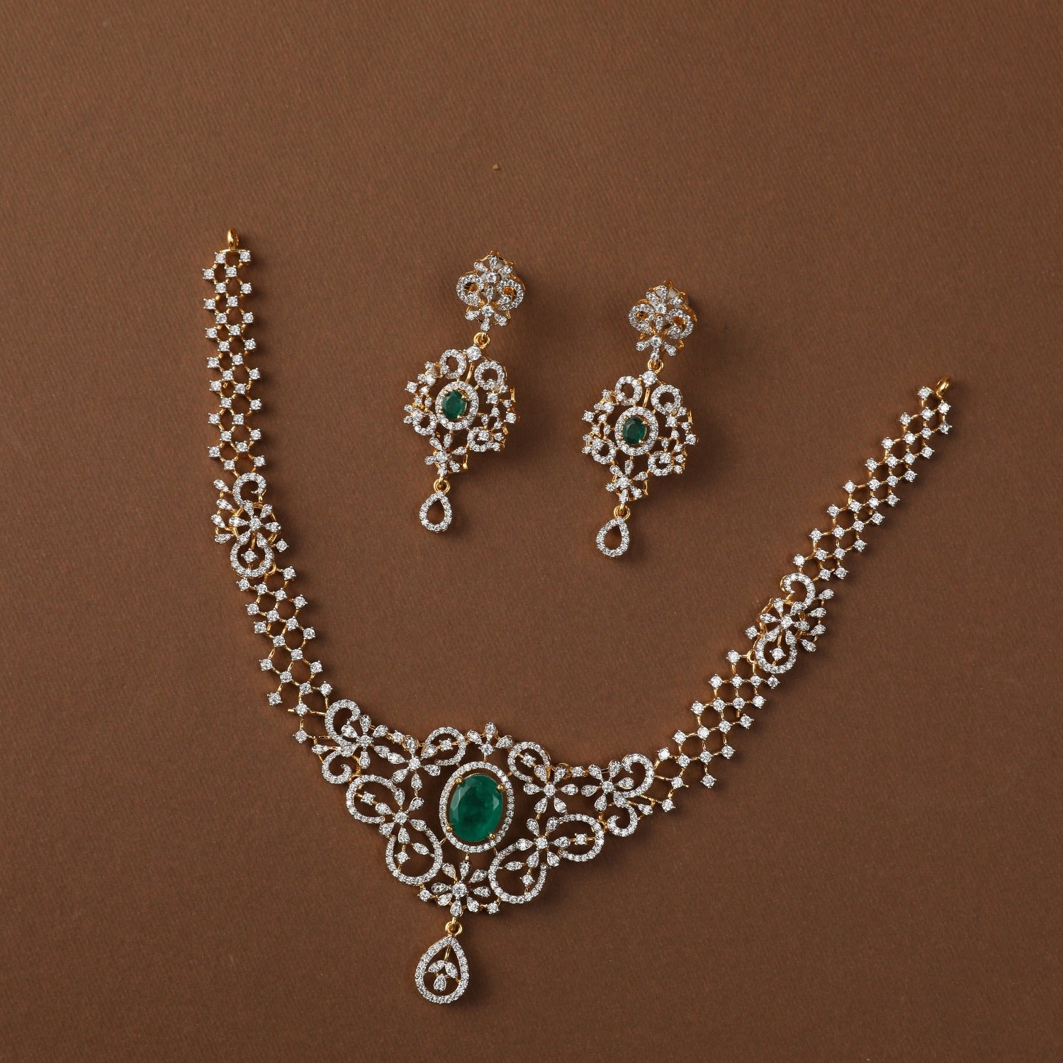 Daisy CZ Silver Necklace Set