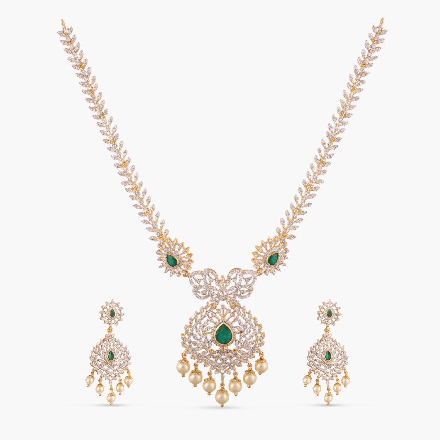 Necklaces Manuja CZ Silver Necklace Set