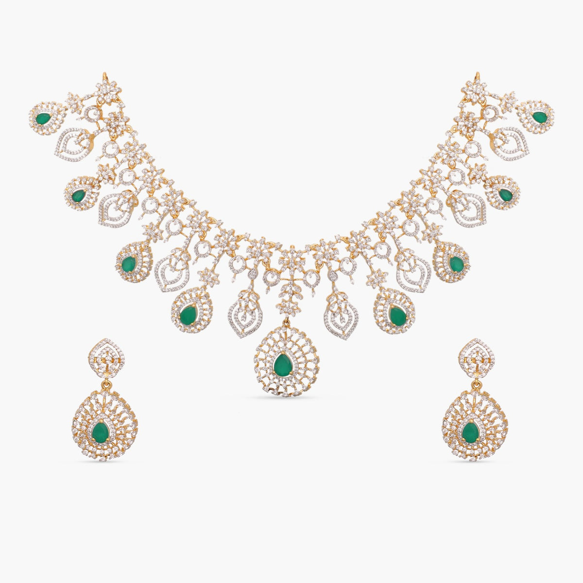 Enchanting Shine CZ Silver Necklace Set