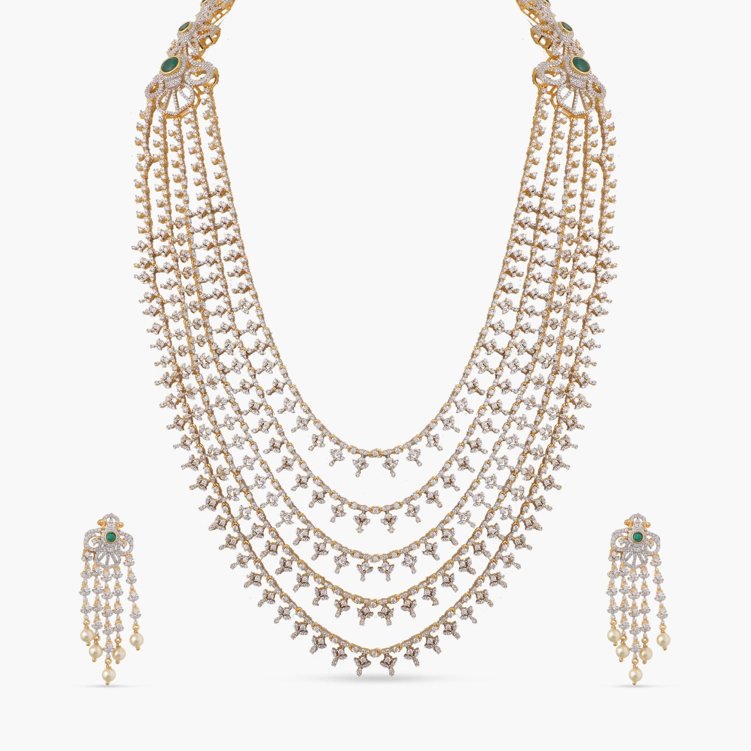 Tamanvi CZ Silver Layered Necklace Set