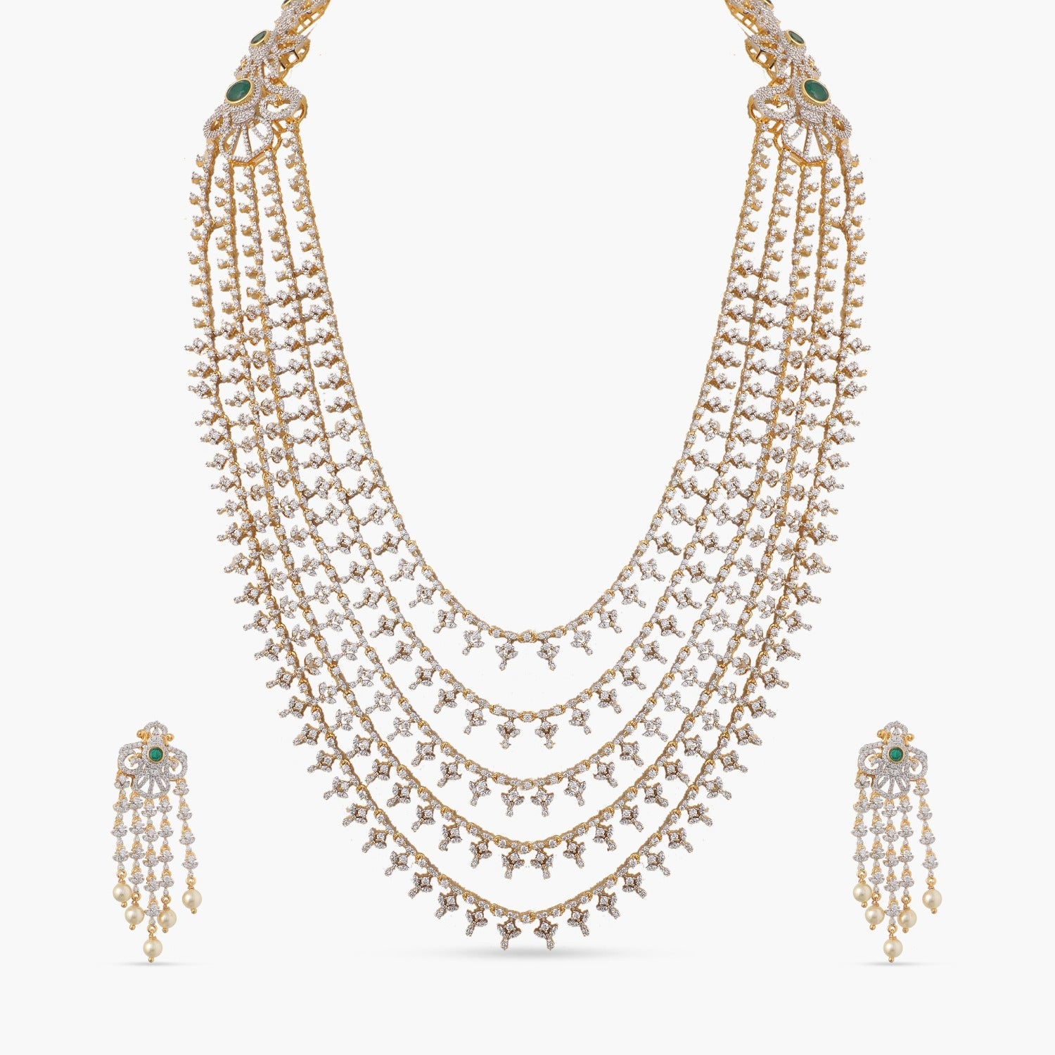 Necklaces Tamanvi CZ Silver Layered Necklace Set