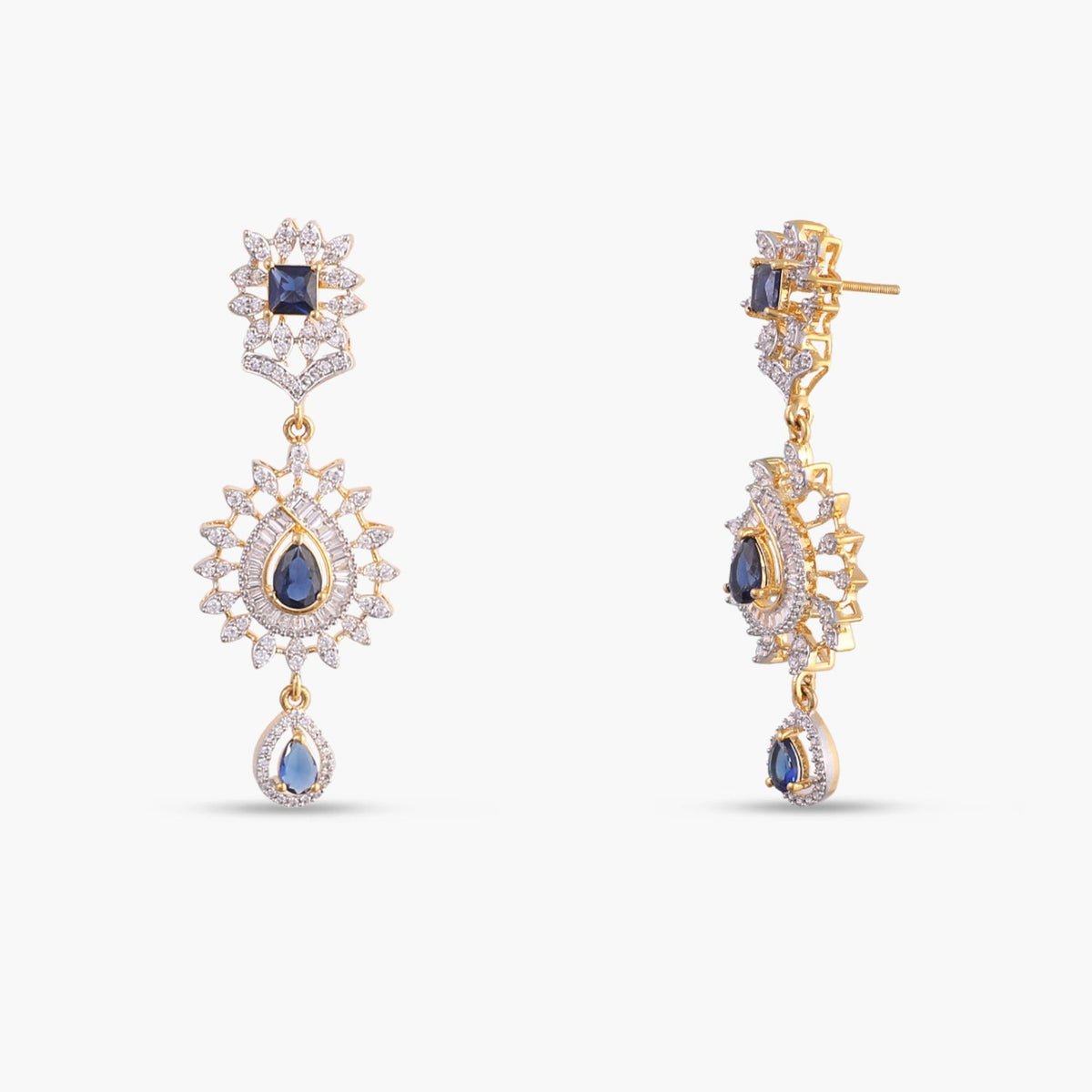 Sapphire Radiance Layered CZ Silver Necklace Set