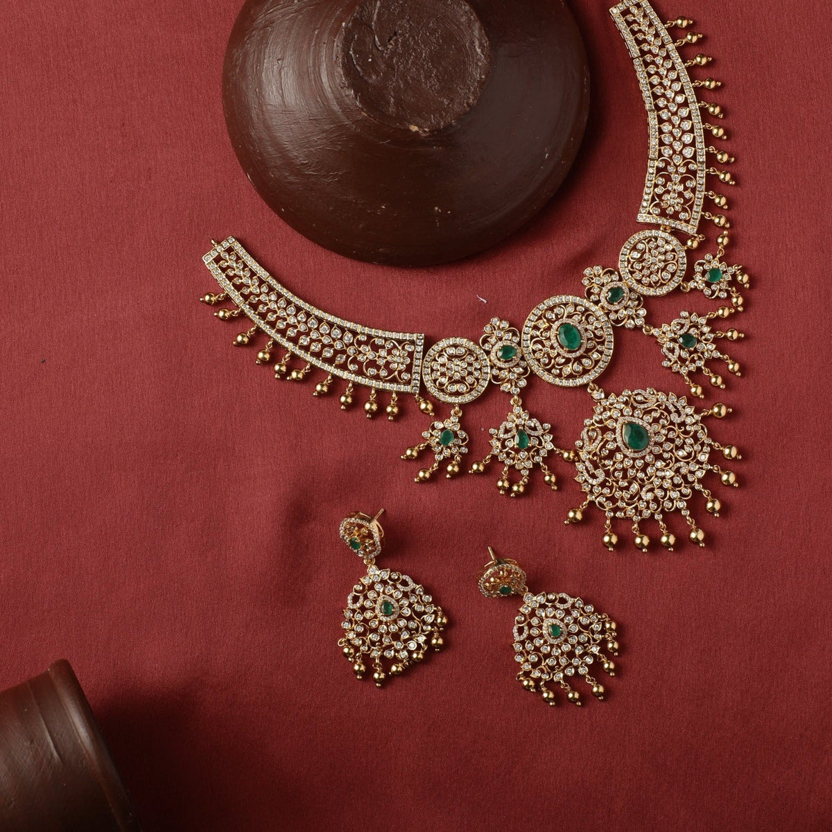 Necklaces Grandeur CZ Silver Necklace Set