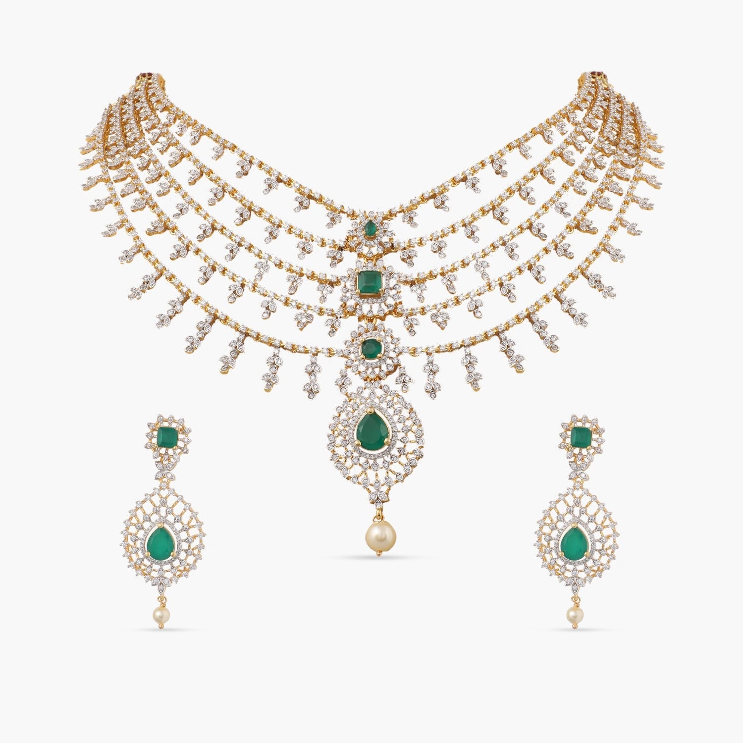 Necklaces Multi-Layer Brillance Silver CZ Necklace Set